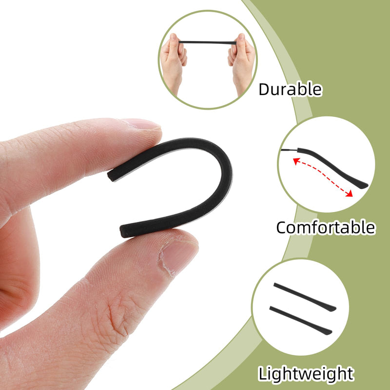 [Australia] - 10 pairs of glasses temple covers, glasses replacement, mirror legs, silicone glasses tips, ear sleeves, tube set, glasses mirror tips, soft silicone glasses, non-slip stoppers, thin metal glasses legs, black 