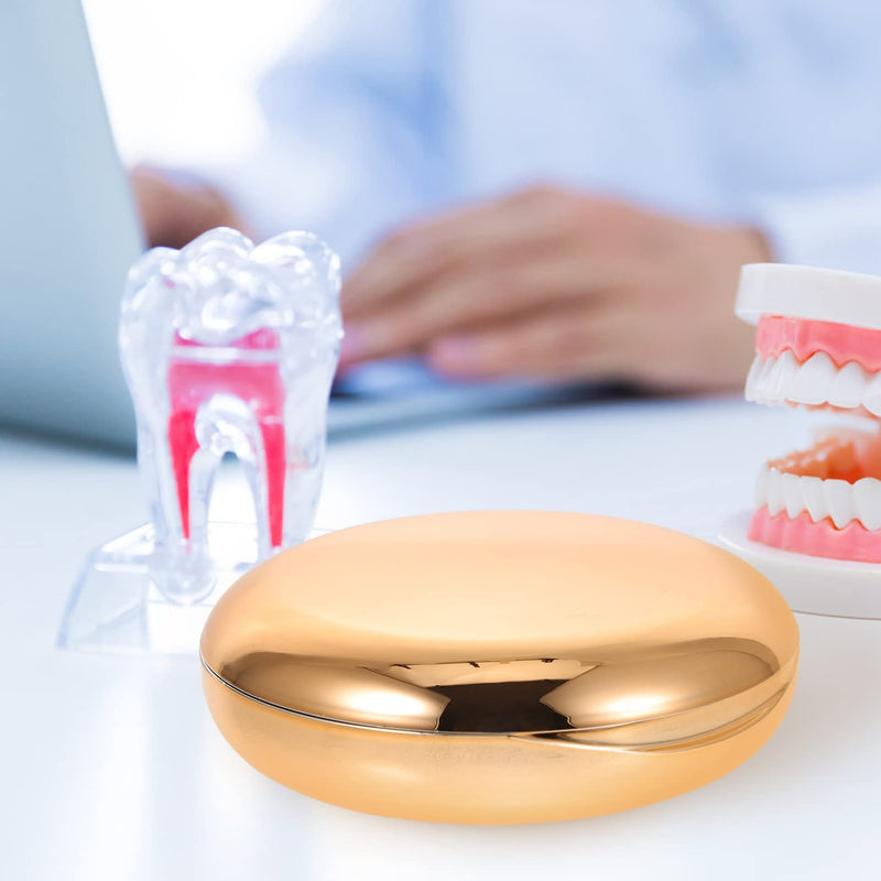 [Australia] - HEALLILY denture box, braces box with mirror, denture box, denture box, denture box, denture storage box, dental box for bite splint, grinding splint, dental care, golden 