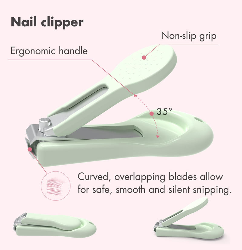 [Australia] - Baby Nail Kit, 4-in-1 Baby Nail Care Set with Cute Case, Baby Nail Clippers, Scissors, Nail File & Tweezers, Baby Manicure Kit and Pedicure kit for Newborn, Infant, Toddler, Kids-Owl Green 