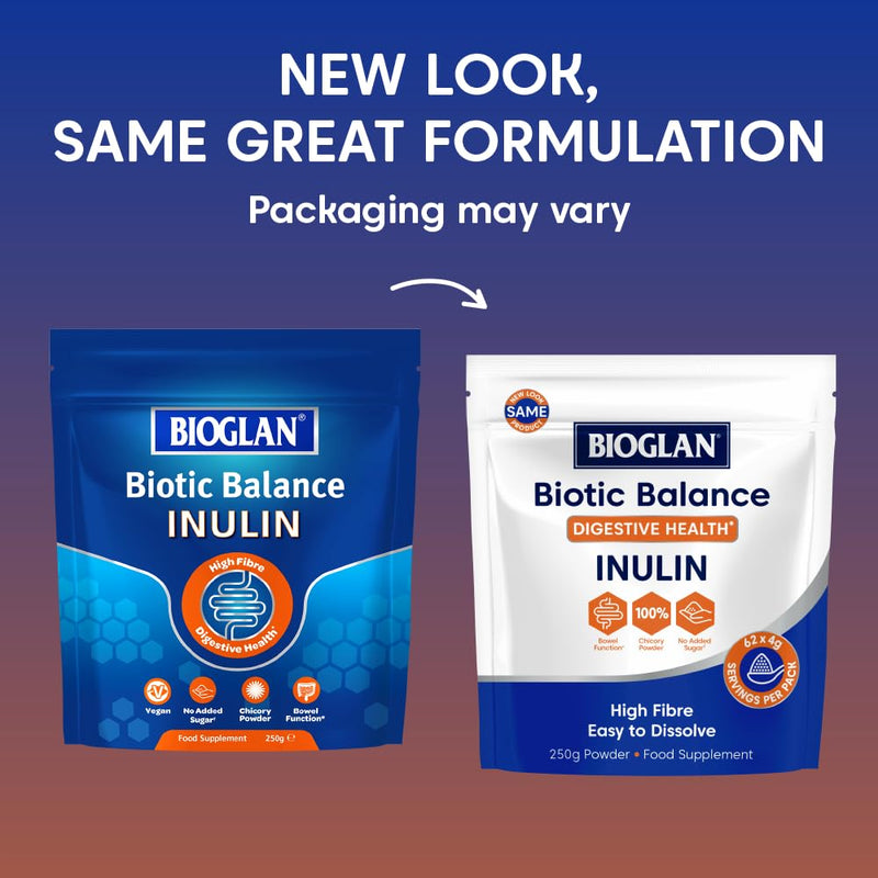 Bioglan Inulin Powder 250g | Chicory Root Fibre Supplement | Soluble Fibre for Normal Bowel Function | Vegan, Unflavoured | 3 Weeks Supply