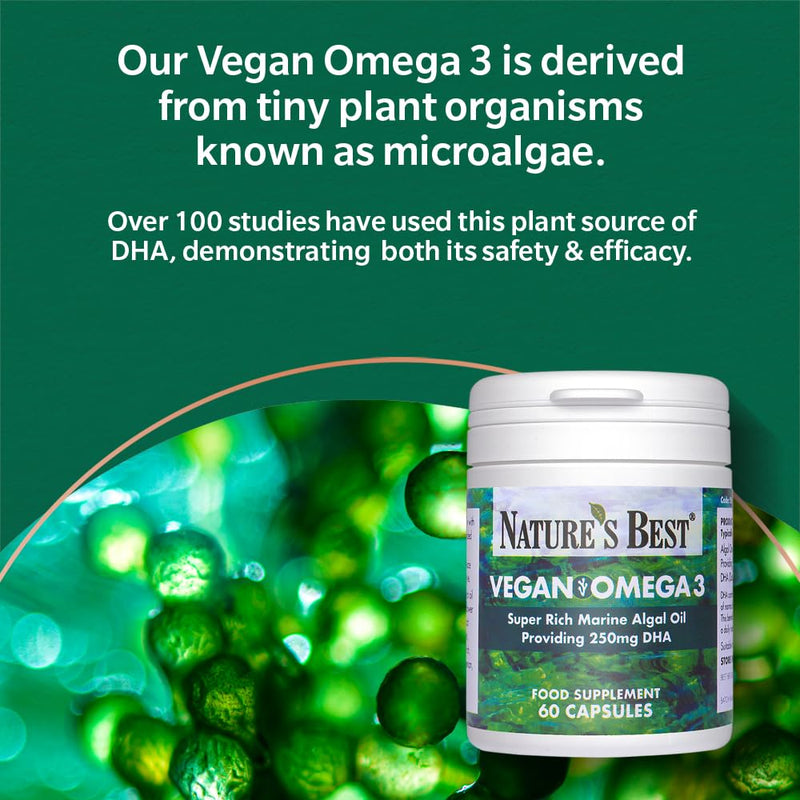 Pure Plant Power: Vegan Omega 3 Oil 625mg - 60 Vegan Capsules, 2-Month Supply | High-Strength DHA, 100% Sustainable, One-A-Day, Contributes to the Maintenance of Normal Vision & Brain Function