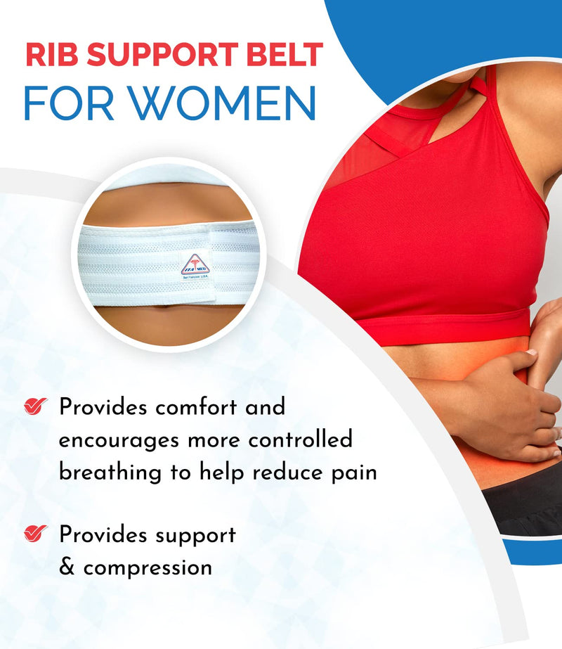 ITA-MED Rib Brace for Women, Breathable Elastic Compression Wrap & Chest Support, Rib Support Belt for Broken, Cracked, Dislocated & Fractured Ribs, Made In USA (White, XL) X-Large (Pack of 1)