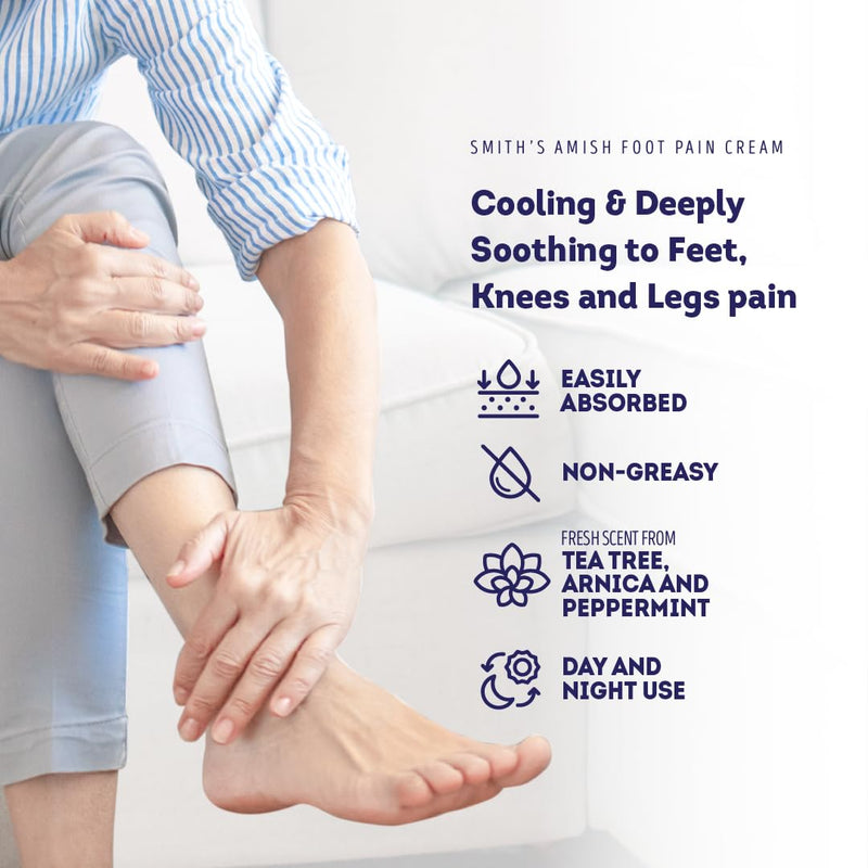 [Australia] - Smith's Amish Foot Cream (4 oz.) Deep Soothing Herbal Cream for Intense Foot and Leg Discomfort including Burning, Cramping and Restlessness Sensations 