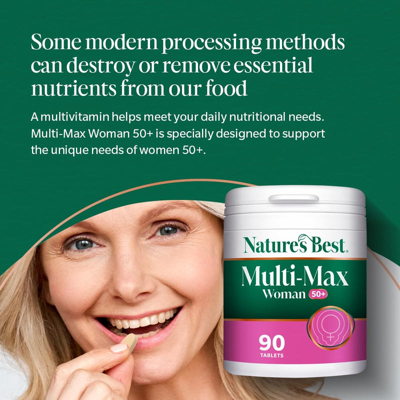Nature's Best Multi-Max Multivitamin for Women Age 50+ - with Vitamin B6, Folic Acid, Zinc and More - UK Made - 90 Tablets (3 Months' Supply)