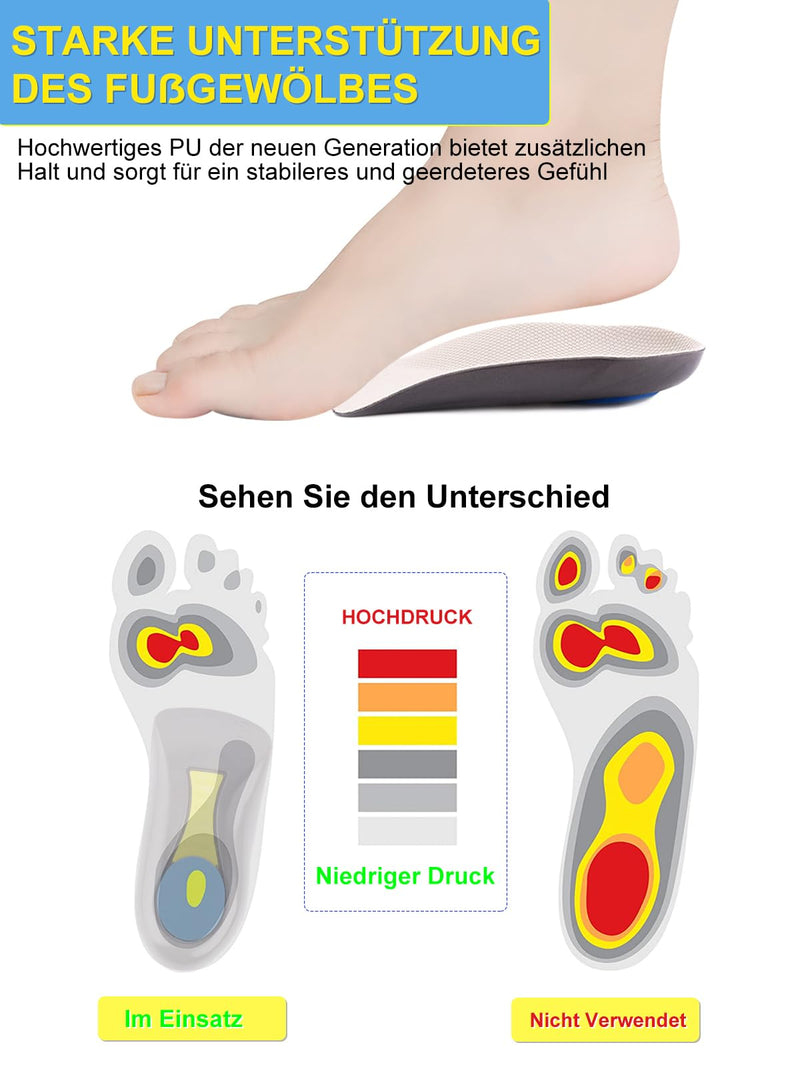 [Australia] - Plantar Fasciitis Arch Support Insoles Heel Cup Women Men Heel Insoles for Heel Pain, Heel Spurs, Flat Feet, Tendonitis, Shock Absorption Inserts EU 41-46 Black 