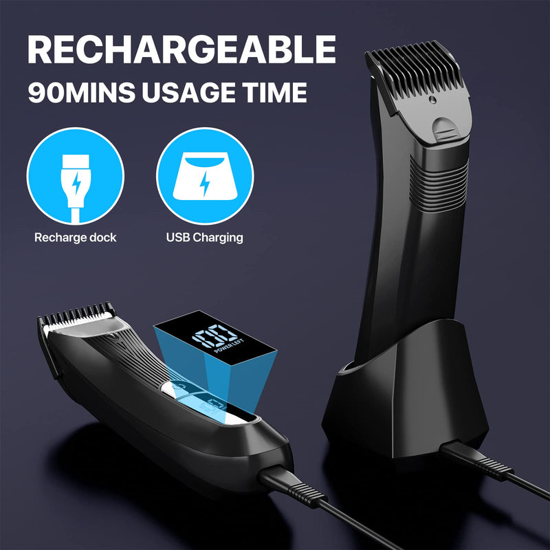 [Australia] - Cordless Ceramic Hair Trimmer for Men, Body Groomer with Adjustable Blade Bikini/Pubic Hair Trimmer for Men Women - Ideal for Home and Professional Use, Male Razor IPX7 Waterproof 