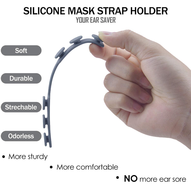 Silicone Mask Extender Soft Extension with Earrings Stand Mask Buckle Mask Hook Adjustable Extended Belt Ear Protection Sport Fan Buckle (Clear White + Light Gray + Sky Blue + Pink)