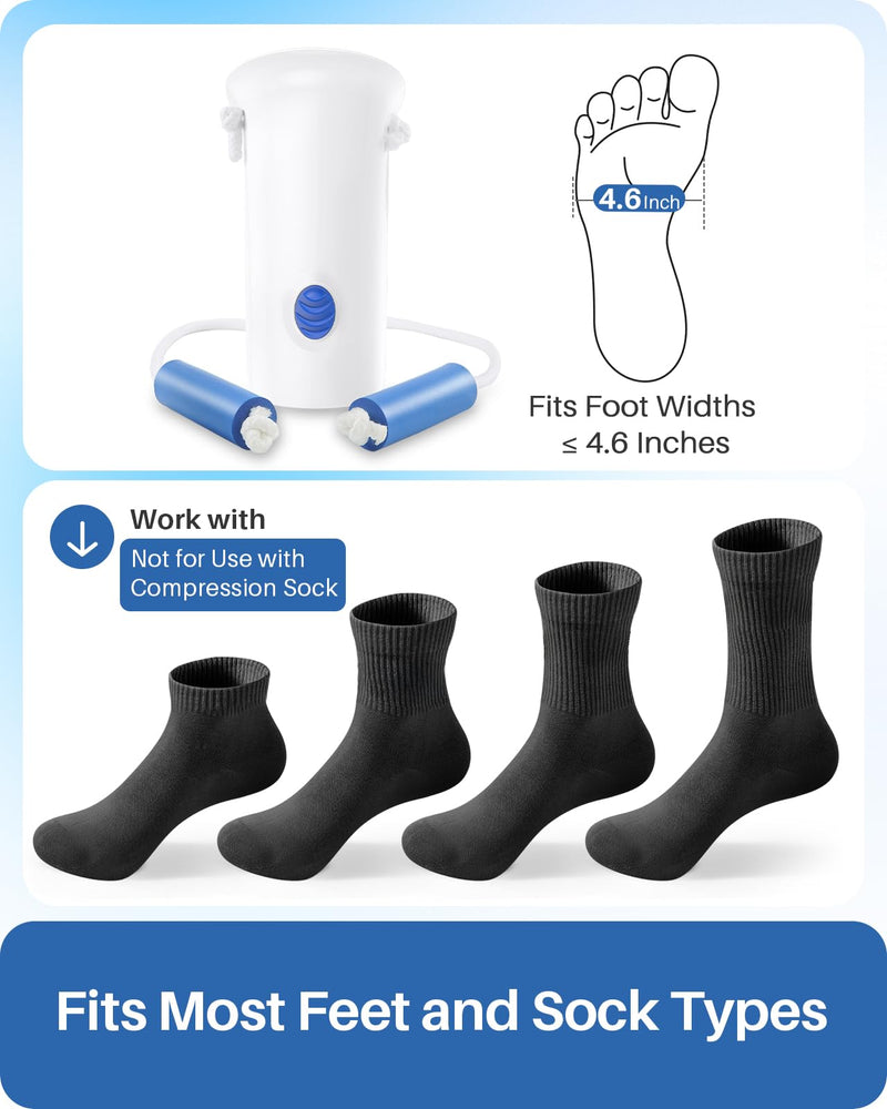 [Australia] - Jellas 4.6 Inch Wide Sock Aid Kit - Long Rope Assist Device for Seniors, Limited Mobility, Post-Surgery | No Bend Sock Helper & Remover | Easy On/Off Socks Tool (White) White 