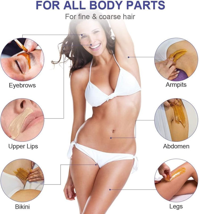 [Australia] - Wax warmer waxing set wax hair removal at home: wax machine 4 packs of wax beads and 30 wooden spatulas, wax hair removal face body women men black 100B 