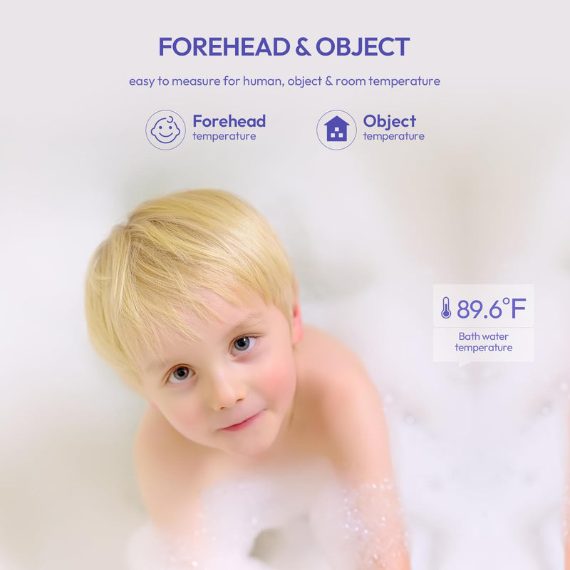 [Australia] - Forehead Thermometer for Adults, Kids & Babies, No-Touch Infrared Thermometer, Digital Thermometer with LCD Backlight Display, Fever Alarm and 1s Instant Reading - Purple 