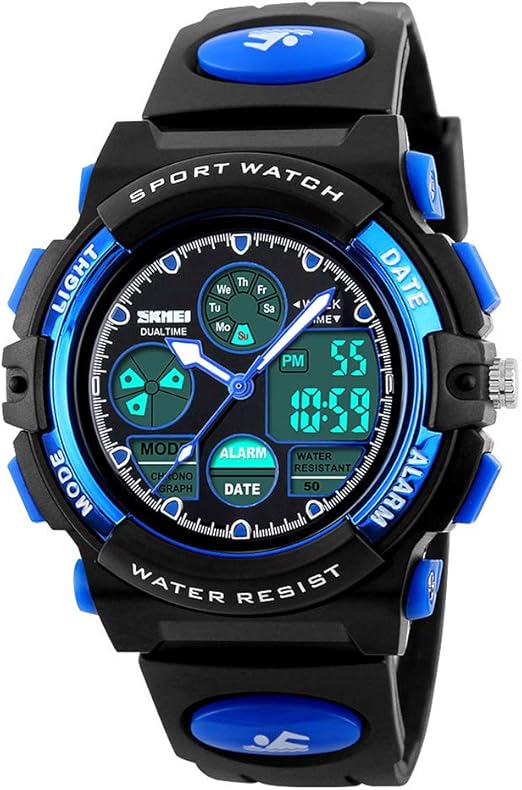 Kids Watches for Boys Girls, Multi Function Waterproof Outdoor Sports Digital Learning Wrist Watch Birthday Gifts for Children Age 5-12 Blue(5-9 yrs)