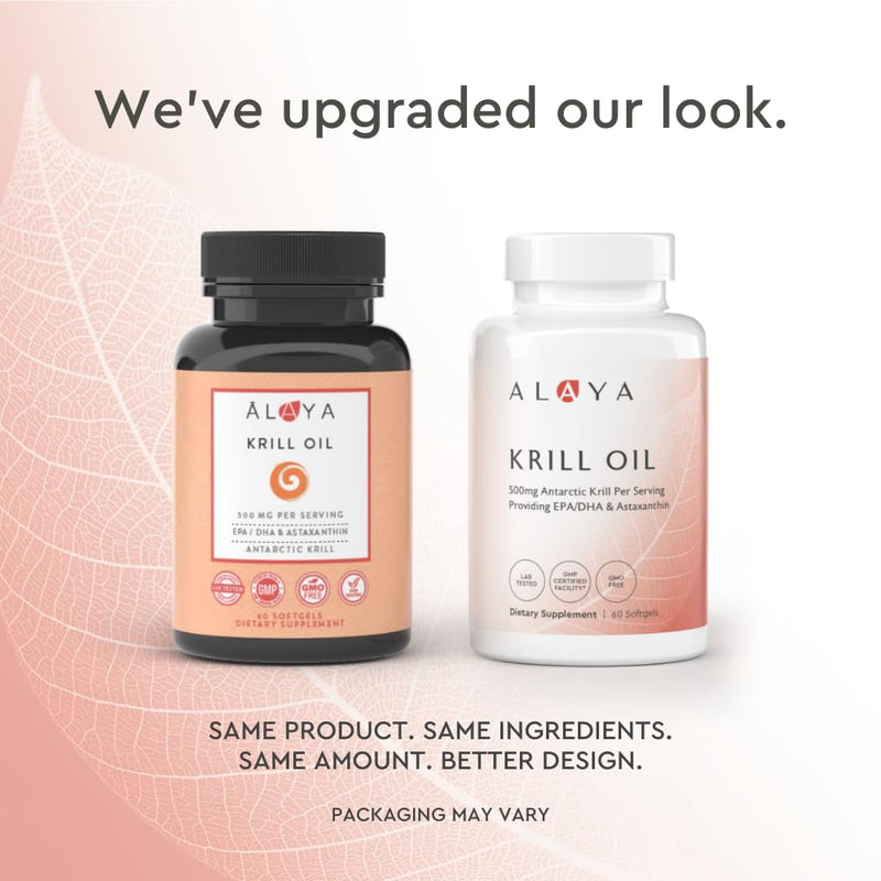 [Australia] - Alaya Naturals - Antarctic Krill Oil 500mg Supplement with Phospholipids, EPA/DHA Omega 3 & Astaxanthin - Non-GMO - PCB Tested Krill Oil - 60 Softgels 