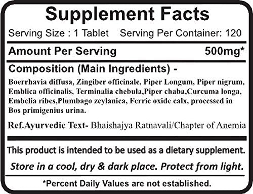 [Australia] - Planet Ayurvda Punarnava Mandur - Herbal Tablets, 100% Natural - 2 Bottles (Each Bottle contains 120 tablets) 