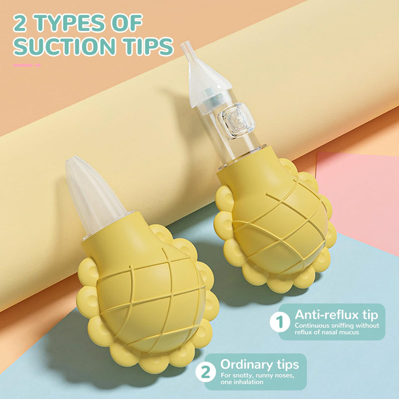 Nasal Aspirator for Baby, Nose Sucker for Baby, Cleanable and Reusable, BPA-Free Silicone, with 2 Silicone Tips, A Clip, and Organizer