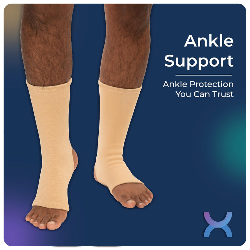 [Australia] - Ankle Support Brace – Stretchable Compression Sleeve for Stability & Injury Recovery – Ankle Brace for Sprains, Sports, Pain Relief, Swelling, Plantar Fasciitis, Running, Daily Use - LARGE - Pack of 2 
