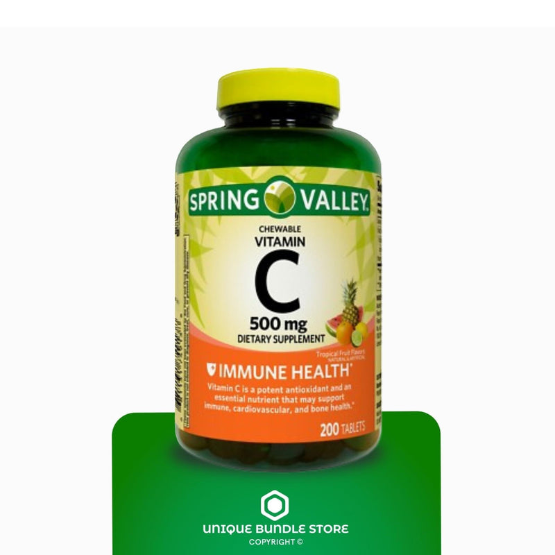 Vitamin C 500mg, Tropical Fruit Flavor 200 Count Tablets, Chewable Vitamin C, Dietary Supplement + 7 Day Pill Organizer Included (Pack of 2)