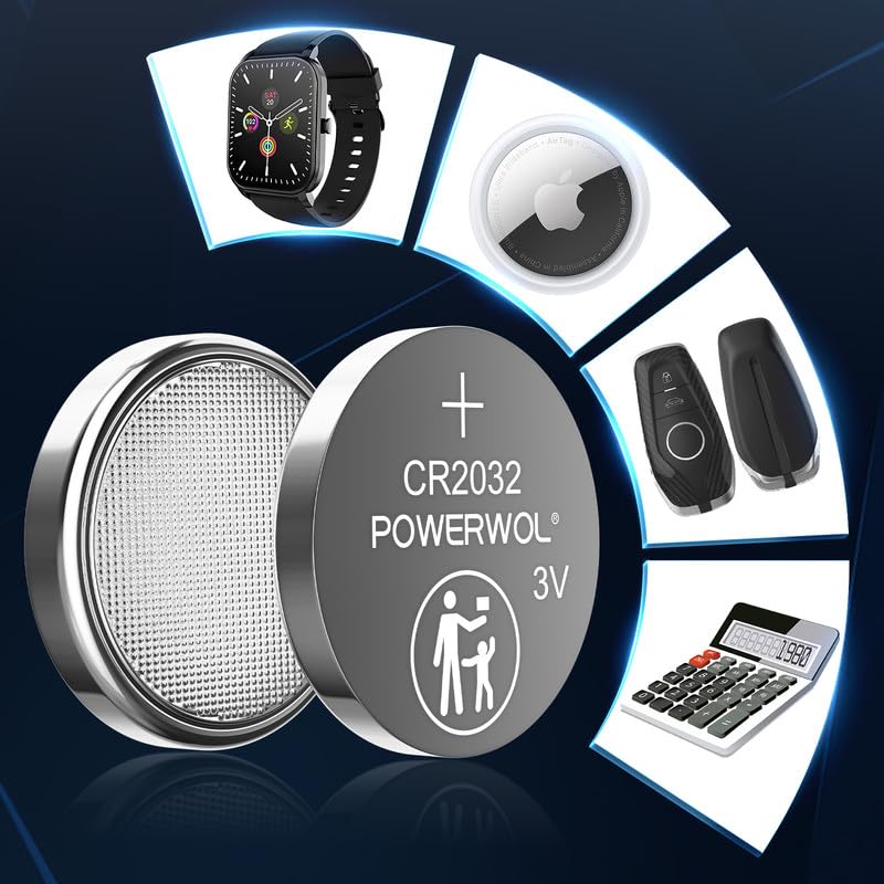 [Australia] - POWEROWL High Capacity CR2032 Battery 12 Pack - CR2032 Lithium 3V Coin Battery Replacement for Apple Airtag Key Fob Remote Controller LED Candles Glucometer 12 Count 
