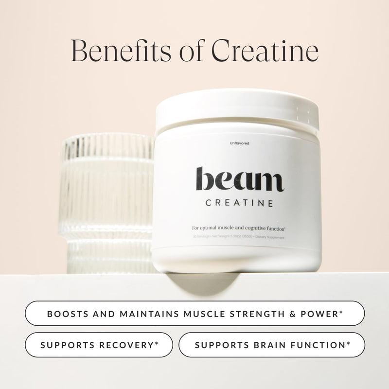 [Australia] - Beam Creatine Powder, Third Party Tested, Micronized Creatine Monohydrate Supplement, Creatine for Women and Men, Muscle Strength, Workout Recovery, Lean Muscle Growth, 30 Servings, Unflavored 5.29 Ounce (Pack of 1) 