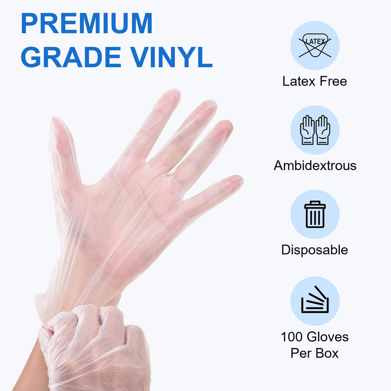 [Australia] - Schneider Clear Vinyl Exam Gloves, Latex-Free, Disposable Medical Gloves, Cleaning Gloves, Food Safe, Powder-Free, 4 mil Medium (Pack of 100) 