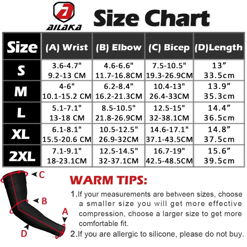 [Australia] - Ailaka Medical Compression Lymphedema Women Men Compression Arm 20-30 mmhg Compression Sleeves with Dotted Silicone Band, Bracelet for Varicose Veins, Lymphedema, Arthritis, Tennis Elbow Black Small (1 Pair) 