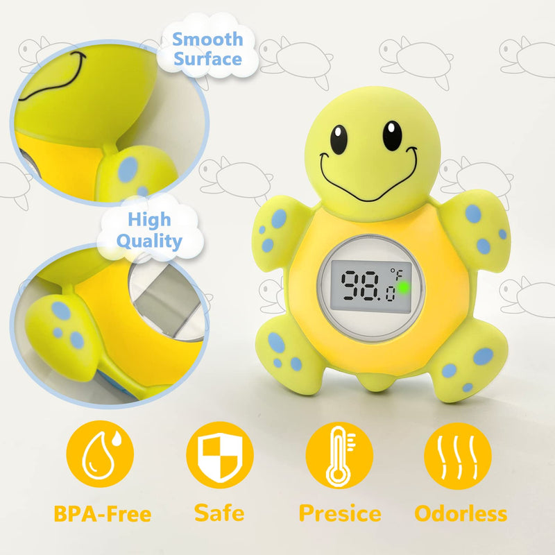 Baby Bath Thermometer Floating Toy, Baby Safety Tub Temperature Water Thermometer, Bathing Toy for Swimming Pool - Kid Toddler Baby Essentials for Newborn, Baby Shower Gifts for Mom (Turtle)