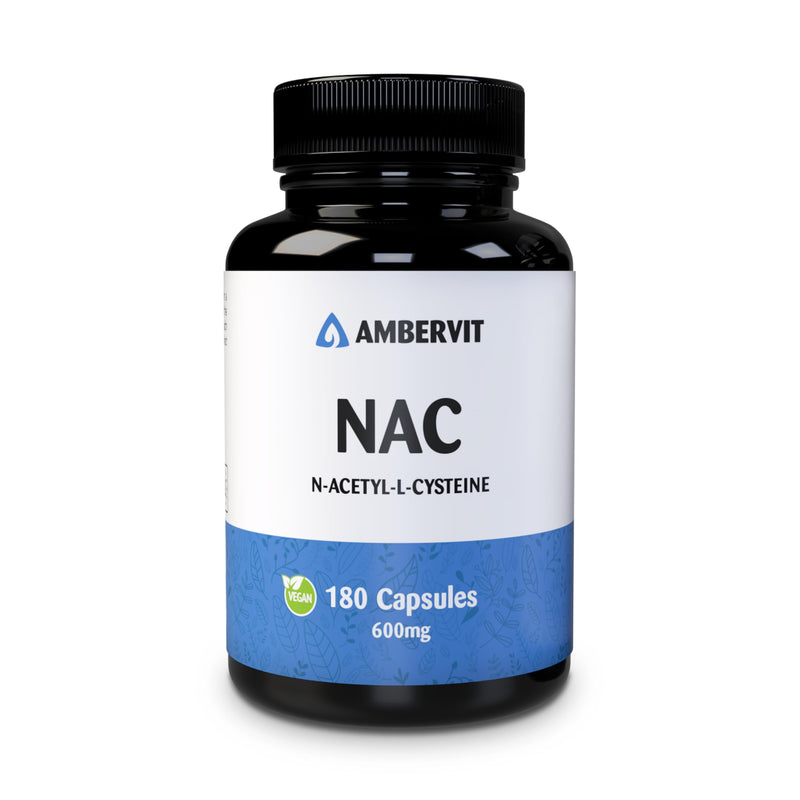 [Australia] - NAC 600 mg from fermentation - 180 capsules (N acetyl cysteine, acetylcysteine) Premium NAC capsules from plant-derived | High bioavailability and tolerability | Ambervit 