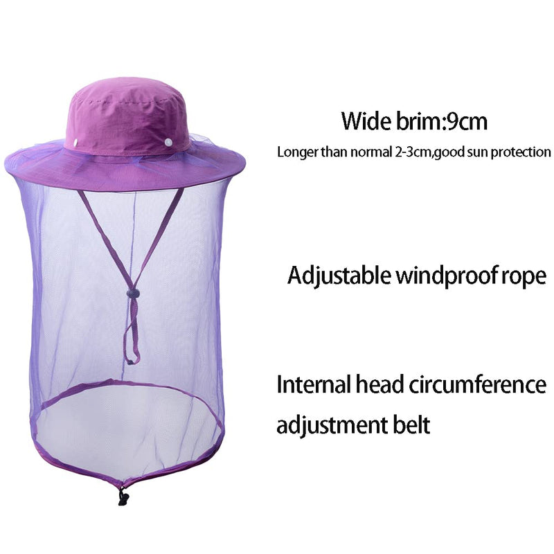 [Australia] - Bee Keeping Beekeeper Veil hat gnats Insect Bug Mosquito Hats Fishing Gardening Cap with Head net Netting mesh Hood Purple 