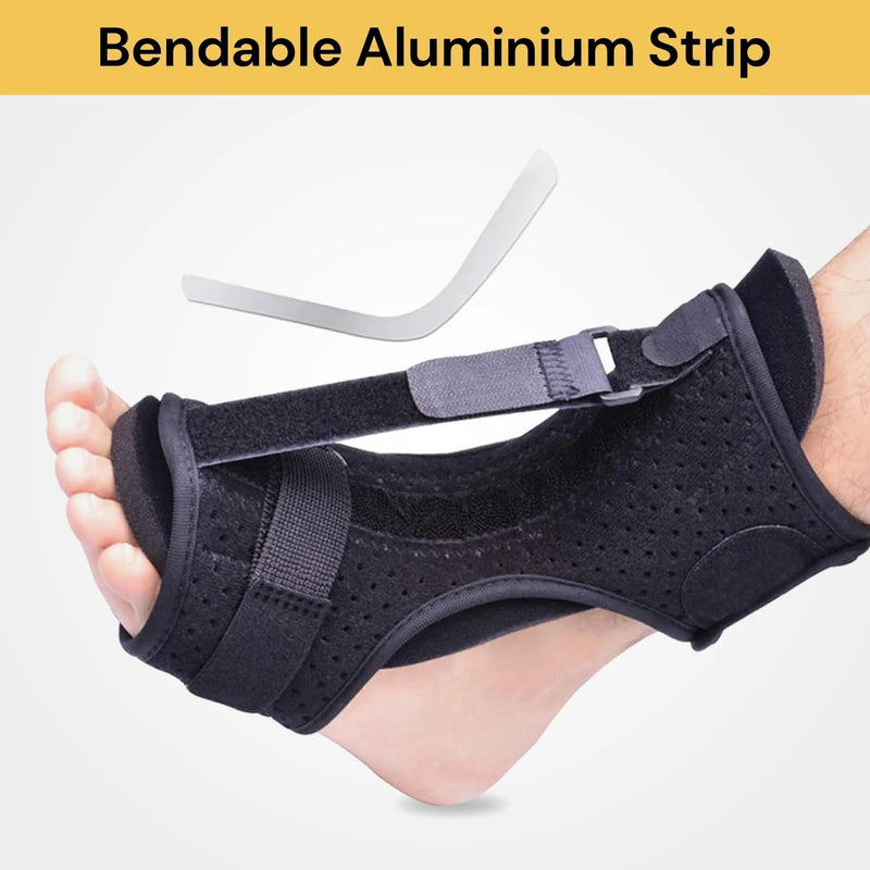 [Australia] - Plantar Fasciitis Night Splint Drop Foot Orthotic Brace,Improved Dorsal Night Splint for Effective Relief from Plantar Fasciitis, Achilles Tendonitis, Heel and Ankle Pain with Hard Spiky Massage Ball (black) black 