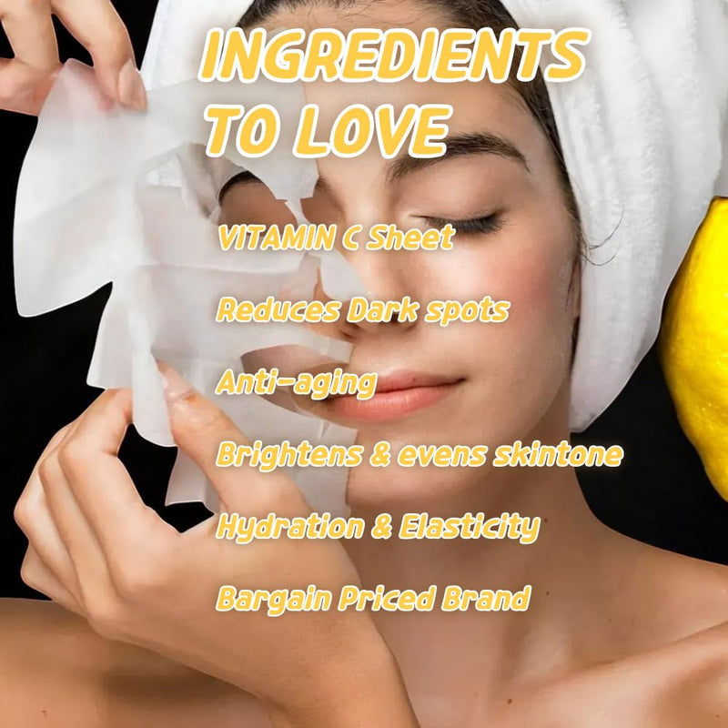 ELT Wellcero Vitamin C (1 Count 5pcs) Korean Face Masks, Brightening Sheet Mask, Soothing Facial Mask, Wrinkle Fighting, Deep Collagen, Korean Skin care a.Vitamin C (1count 5pcs)