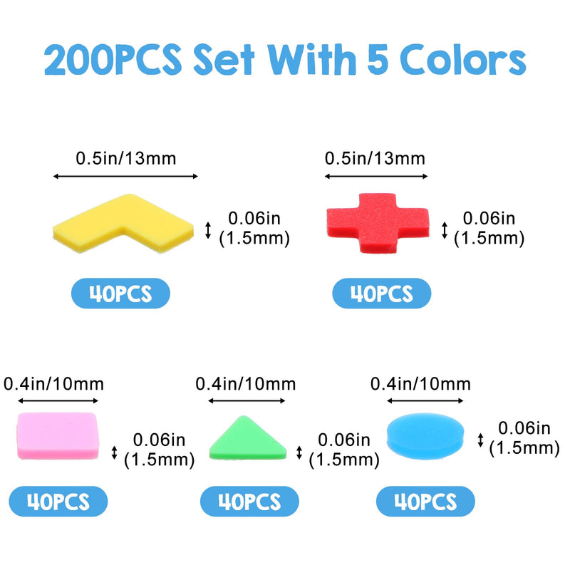 200Pcs Bump Dots for Visually Impaired, Adhesive Silicone Braille Stickers, Assorted Sizes Low Vision Aids Raised Tactile Dots for Blind, Low Vision, Elderly (Green, Pink, Blue, Yellow, Red)