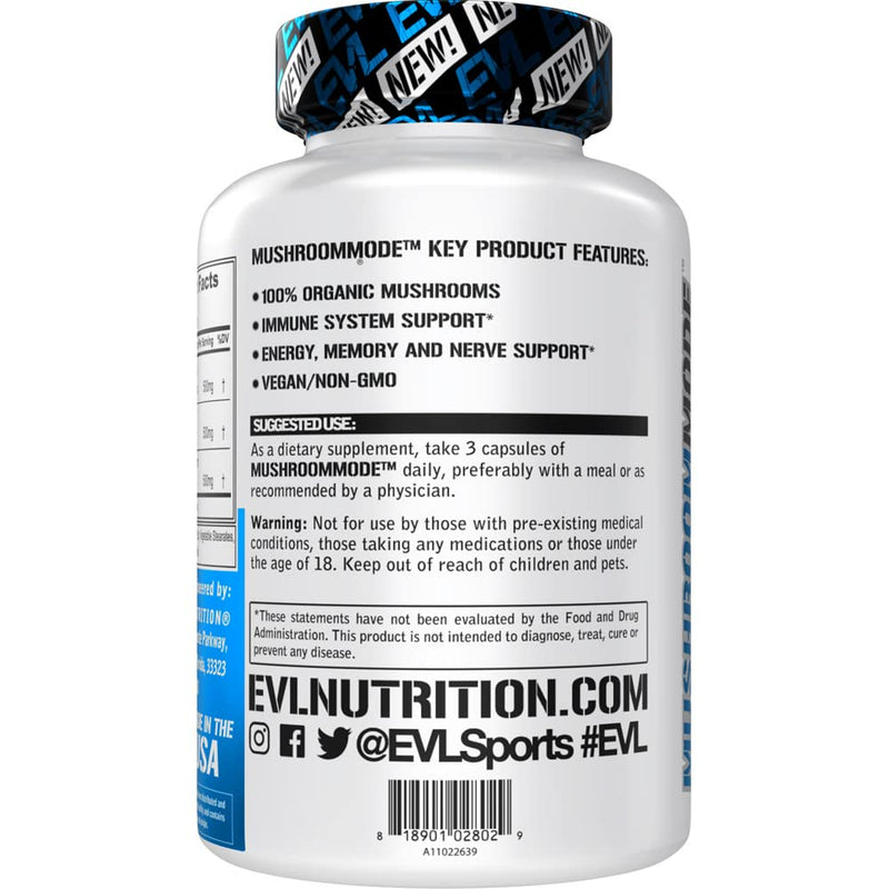 Evlution Men's Multivitamin and Mushroom Complex Supplements Nutrition Daily Multivitamin with Essential Minerals and Phytonutrient Complex Plus Nootropic Lions Mane Mushroom Supplement Capsules