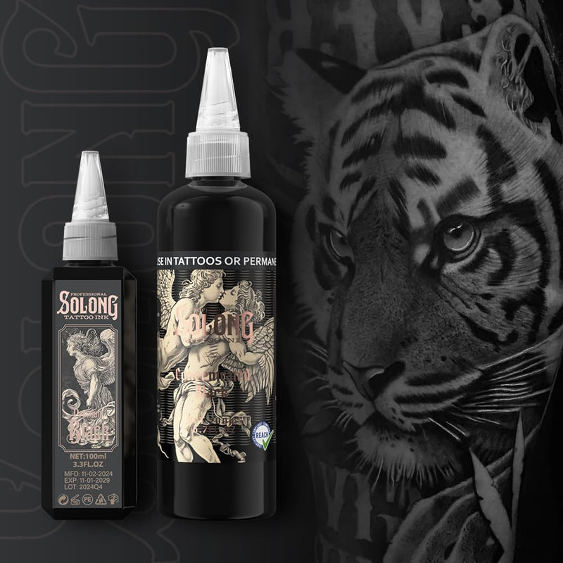 [Australia] - Tattoo Ink,Solong S Series 3.4oz(100ml) Professional Black Tattoo Ink for Outlining,Shading and Blending-Premium Black Tattoo Supplies,TI303S-100-031 100ML-Premium Black 
