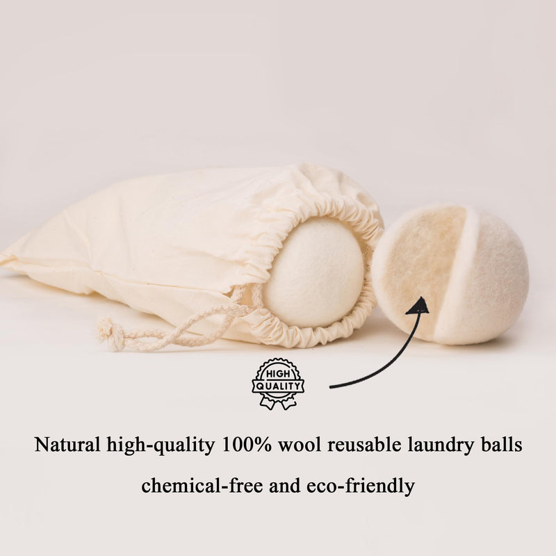 [Australia] - Upgraded Version Wool and Plastic Dryer Balls - XL, Natural Fabric Softener, Reusable, Reduces Clothing Wrinkles, Baby Safe & Chemical Free, Save Drying Time, Money, Energy. (Pack of 4+2) 