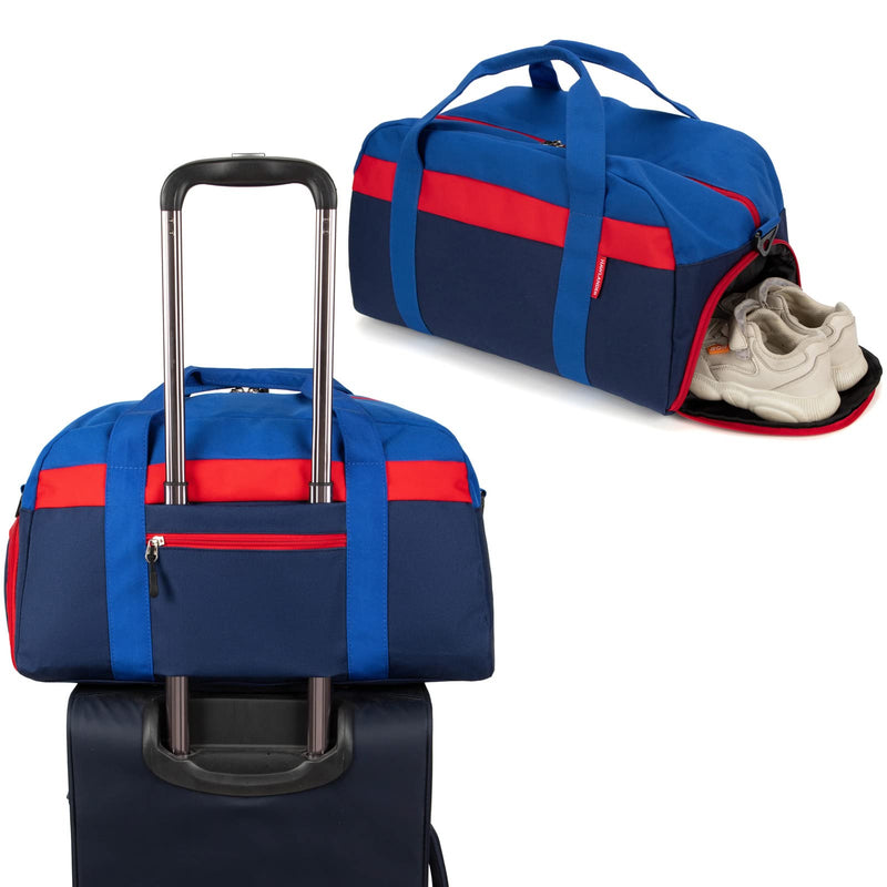 Small Kids Duffle Bag for Boys or Girls, 18" Length, Navy Blue | Fit Weekender, Sports Practice, or Overnight Travel