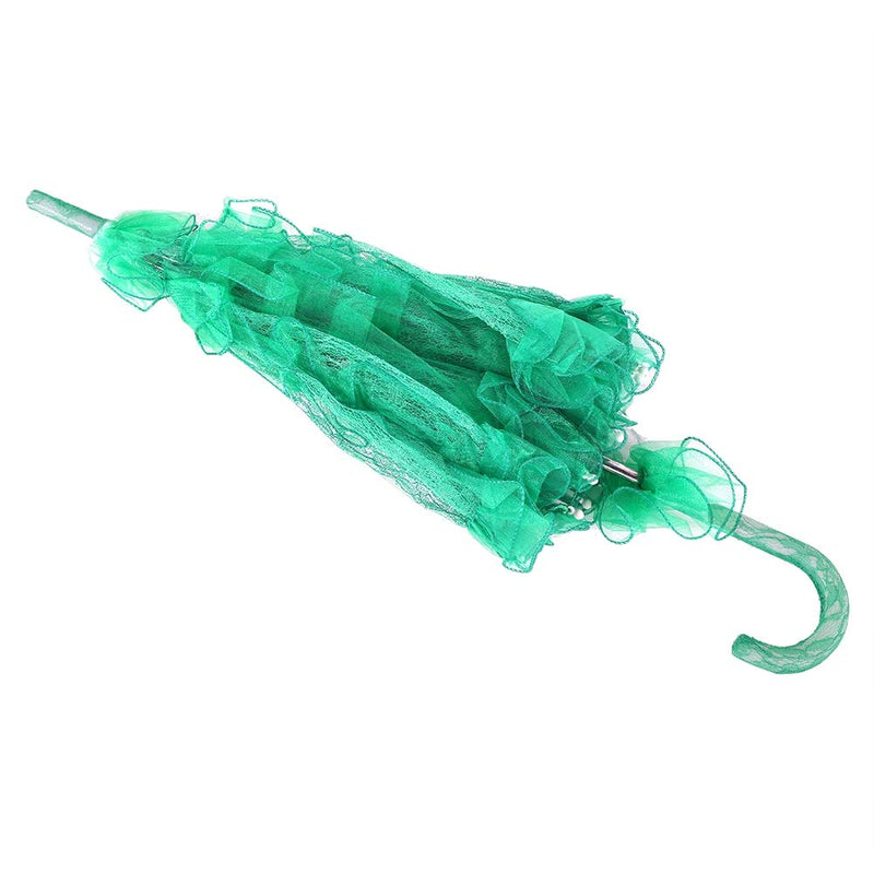 Fdit Bridal Lace Cotton Umbrella Parasol Costume for Wedding Parties Dancing Photography Prop(Green)