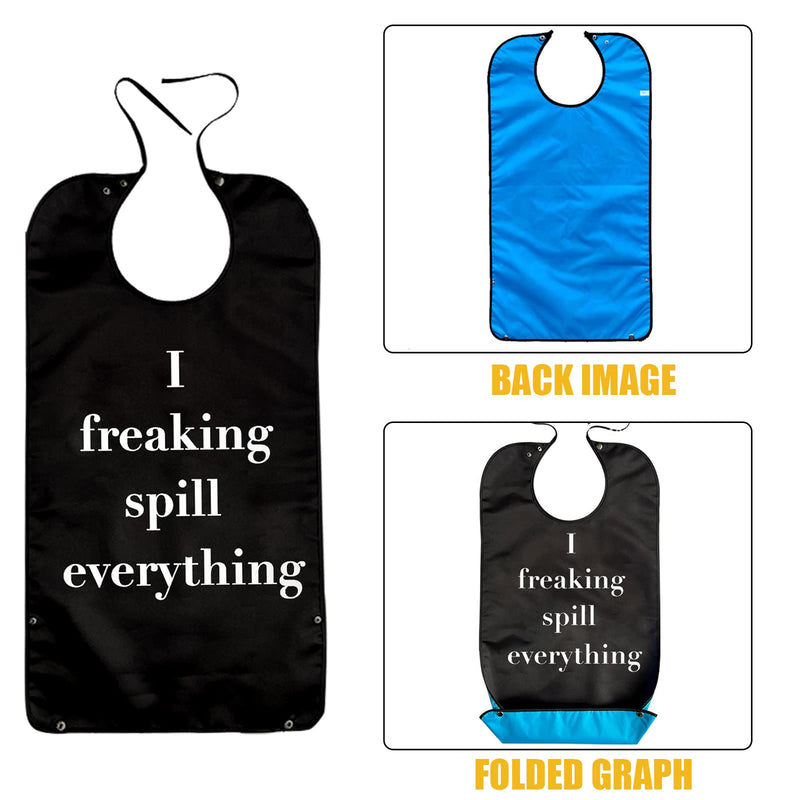 [Australia] - Adult Bibs Large Reusable Dining Clothing Protectors Washable Waterproof for Men Women Funny Bibs B 