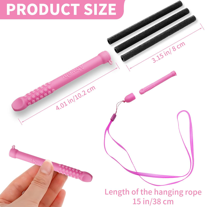 [Australia] - Chewable Essential Oil Breath Stick,Chewable Breather Stick for Fresh Breath,Improving Your Habits of Biting Pen and Help Quit Smoking, Smoking Cessation aids(strawberry) Pink 
