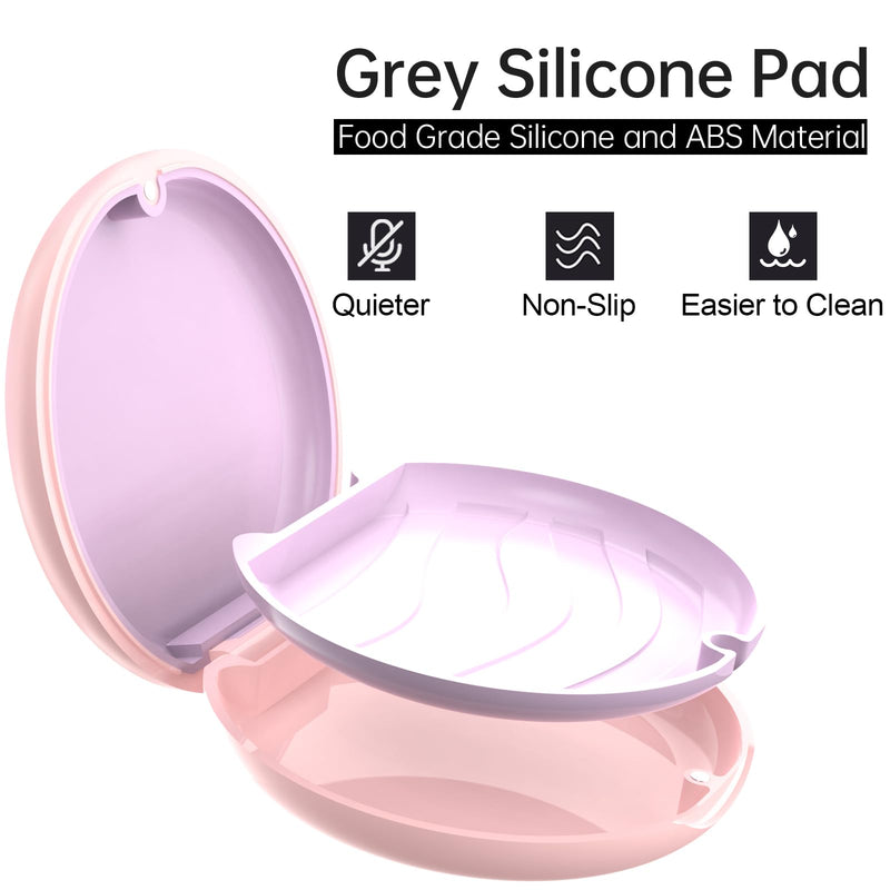 [Australia] - Retainer Case, Compatible with Invisalign, Cute Orthodontic Slim Aligner Case with Removal Tool and Brush, Pink Circle - Pink 