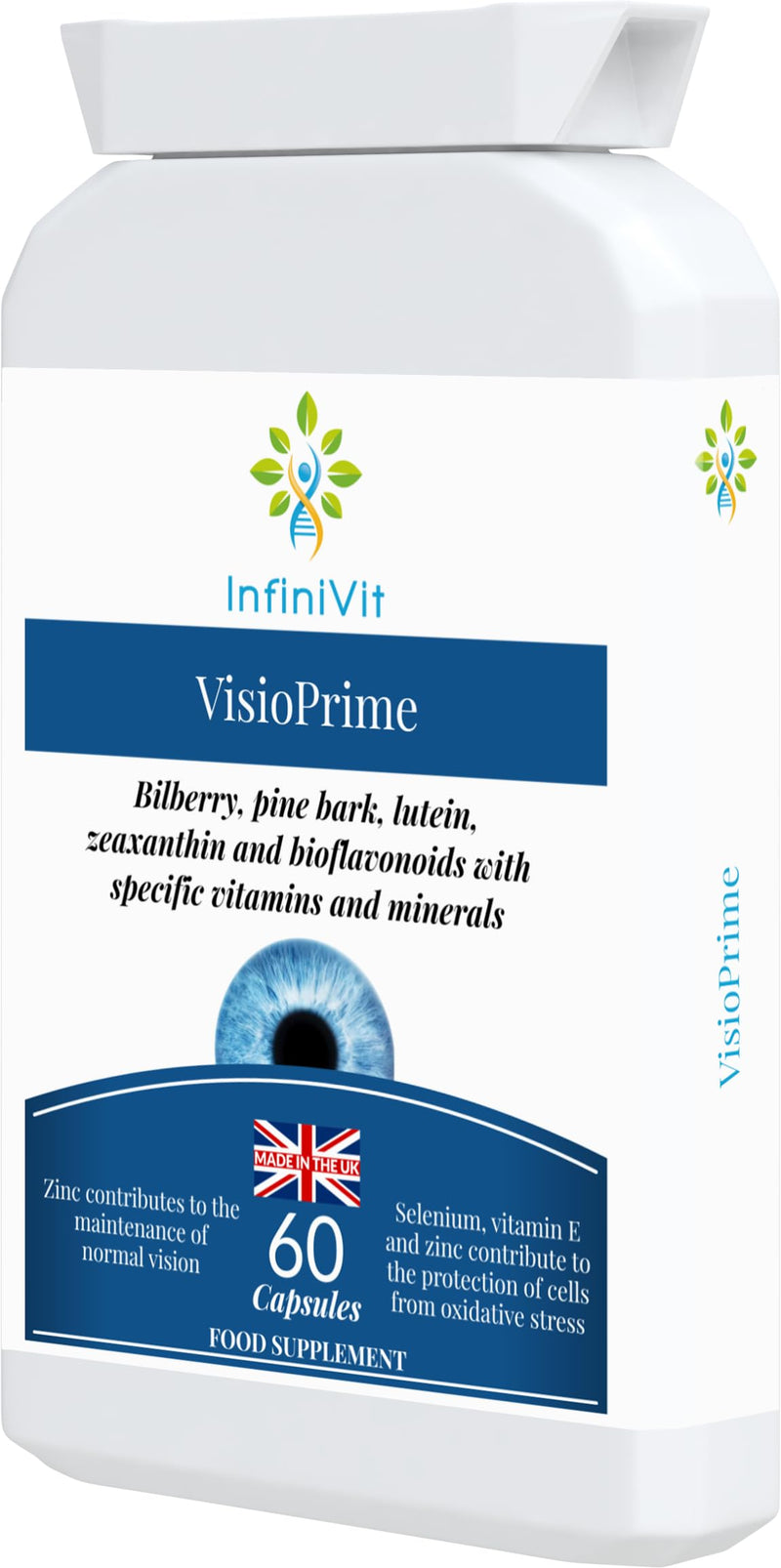 VisioPrime - Lutein, Zeaxanthin, Bioflavonoids, Bilberry, Pine Bark, Vitamins and Minerals Eye Supplement, 60 Capsules
