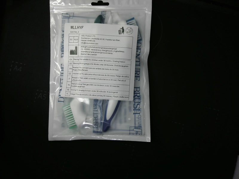 [Australia] - 2Pack Denture Brush Denture Toothbrushes Double Sided Denture Cleaning Brush Set Premium Hygiene Denture Cleaner Set Multi-Layered Bristles Rubber Handle(Blue/Green) Blue/Green 