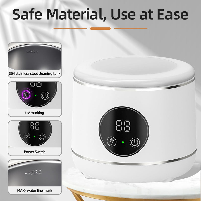 [Australia] - Ultrasonic Retainer Cleaner Machine, Professional Dental Appliance Cleaning Device. 3 Cleaning Modes（45khz, 20W，230ml White,YKL） 