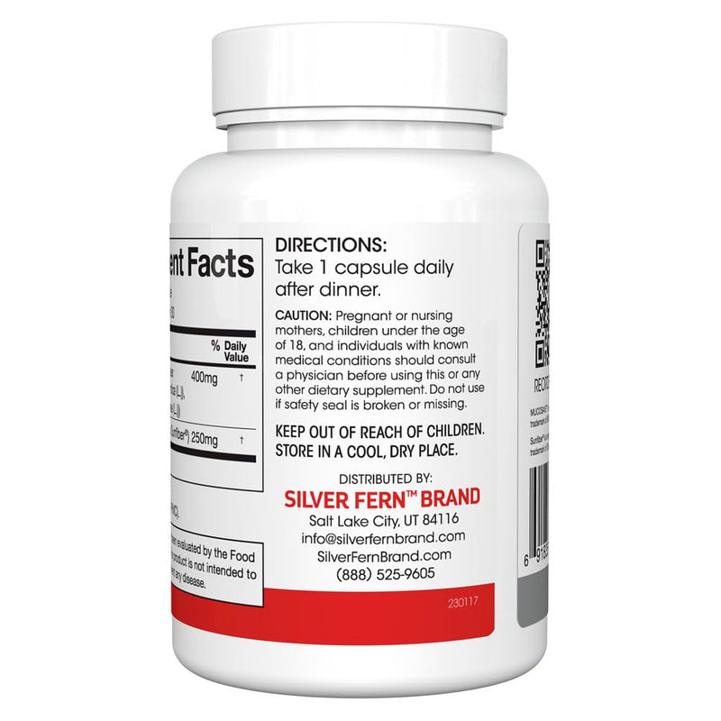[Australia] - Silver Fern Regularity Digestive Supplement Capsules Brand - 1 Bottle = 30 Capsules = 30 Day Supply - Mucosave FG (Prickly Pear Polysaccharides & Olive Leaf Polyphenols) & SunFiber 1 Count (Pack of 1) 