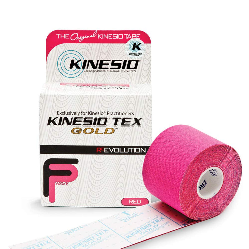 Kinesio Taping - Elastic Therapeutic Athletic Tape Tex Gold FP - Red – 2 in. x 16.4 ft 2 Inch x 16.4 Feet (Pack of 1) Red (Pink)