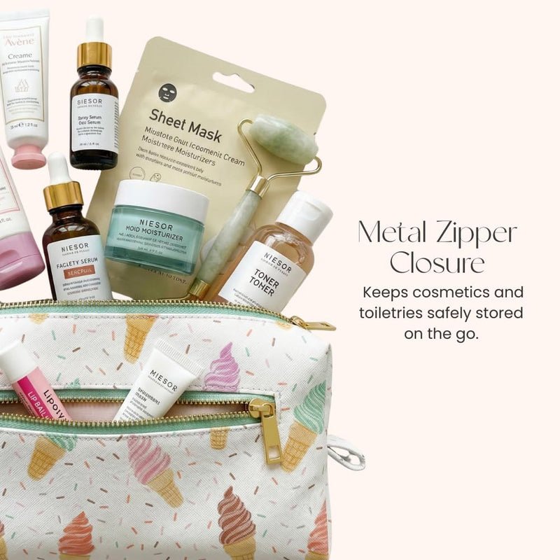 Studio Oh! Loaf Cosmetic Pouch - Makeup Organizer for Travel Size Toiletries - Metal Zippered Pouch Closes Securely - Water Resistant Vegan Leather - Put a Bow On It Loaf