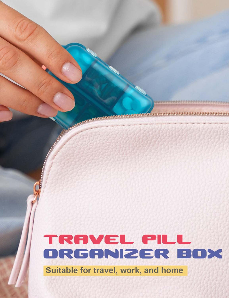 3 Pcs DIY Travel Pill Organizer with Labels Pocket Pharmacy, 3 Pill Box & 420 Medicine Labels, Portable Travel Essentials Mini Pill Container 7 Day Pill Case Storage Vitamin Fish Oil (Set B) Gray + Blue + Red 3 PCS