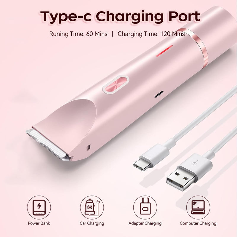 [Australia] - Dual Head Bikini Trimmer for Women, IPX7 Waterproof Wet & Dry Use, Electric Bikini Shaver and Epilator 2-in-1 Electric Razors for Women Bikini Underarm Body Leg Arm Face Intimate Areas,Pink Pink 