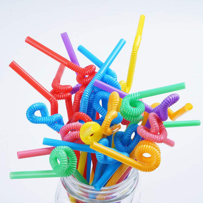[Australia] - 200 Pcs Colorful Plastic Long Flexible Straws.(0.23'' diameter and 10.2" long) 2 pack 