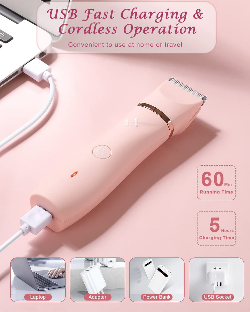 [Australia] - YBLNTEK soft rubber coating electric razor women's intimate area, 2 in 1 battery intimate razor for women, wireless women's razor electric, bikini trimmer epilator, lady shaver arms/legs 