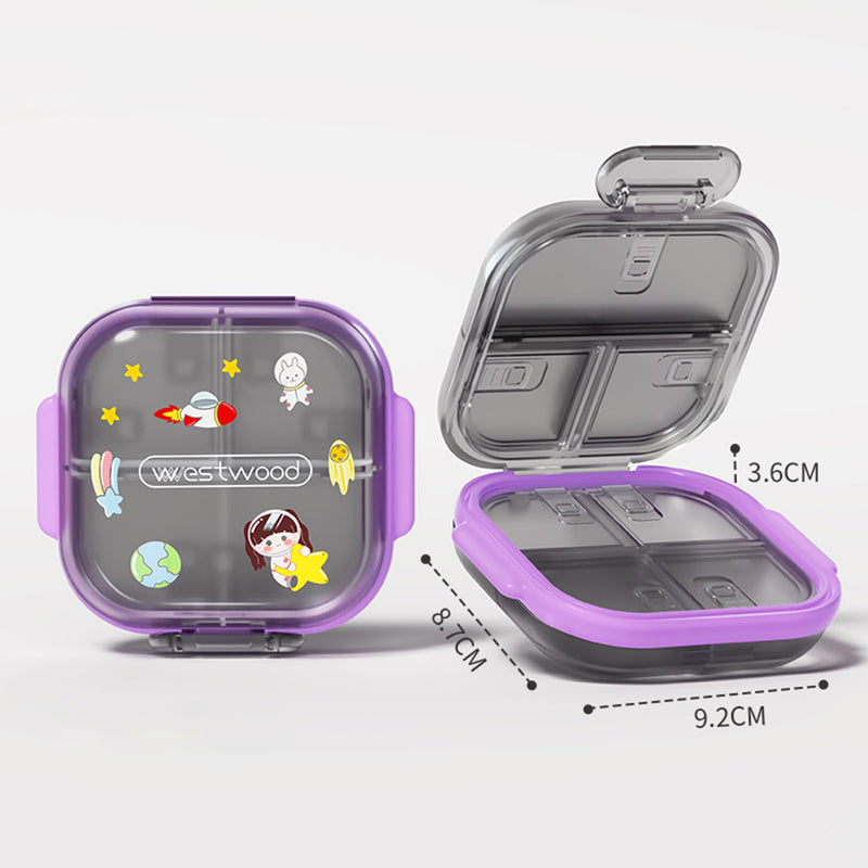Travel Pill Organizer, Portable Pill Case - Pre-Labeled 7 Compartments | 7 Organized Slot(6 Small + 1 Large) for Daily Pills, Secure Double-lock, Pocket Purse Organizer for Vitamins Medicine, Purple