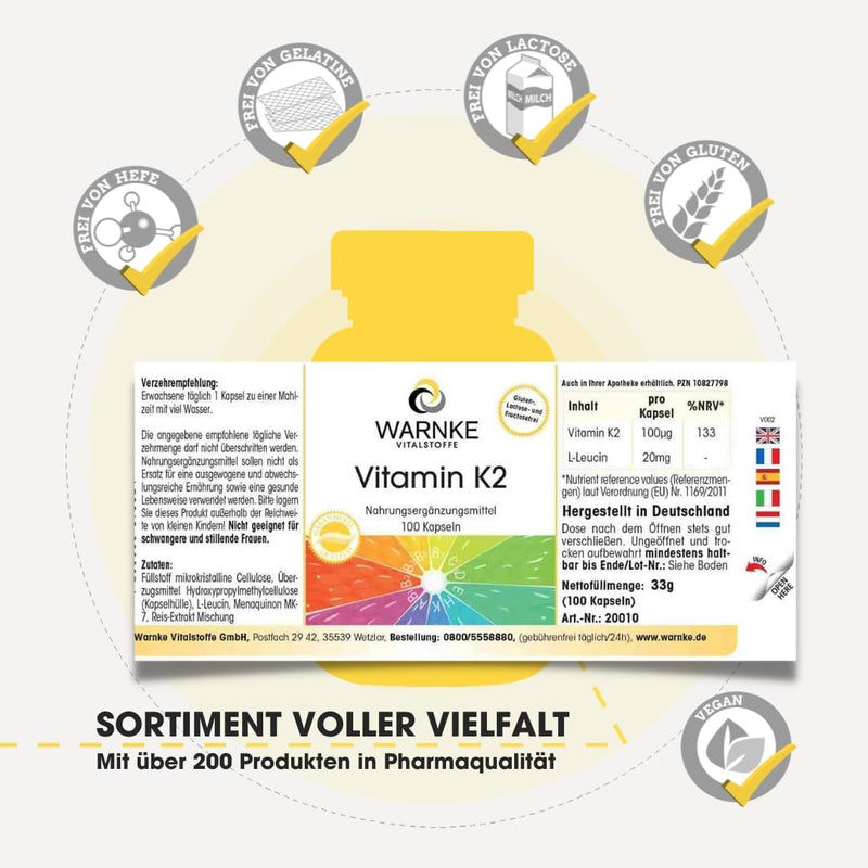 [Australia] - Warnke Health Products Vitamin K2 (100 capsules), pack of 1 (1 x 32 g) 